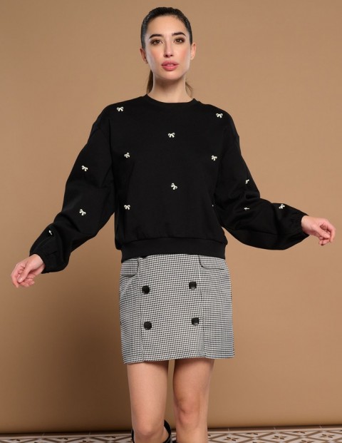 [252151-34] BLACK ROSE SWEATSHIRT (XS)
