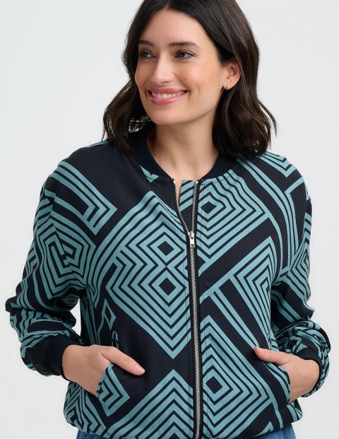 Sugarhill_Brighton_Bobbi_Bomber_Jacket_Black_Green_Geometric_Lines