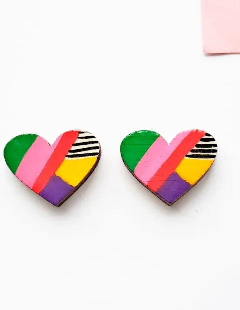 heart-stud-wooden-colourful-earrings-stripe