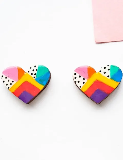 heart-stud-wooden-colourful-earrings